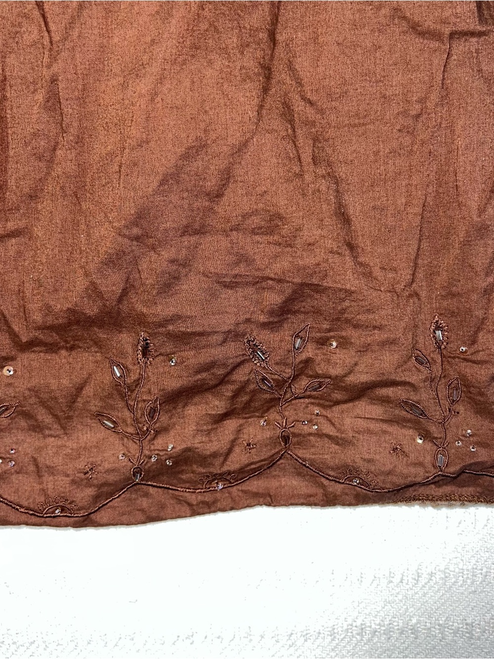 No Boundaries Y2K Babydoll Forest Fairy Top Womens M Brown Sequin Cotton - Picture 7 of 10